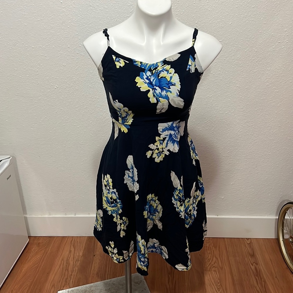 Old Navy Blue White Yellow Floral Dress Sz XS